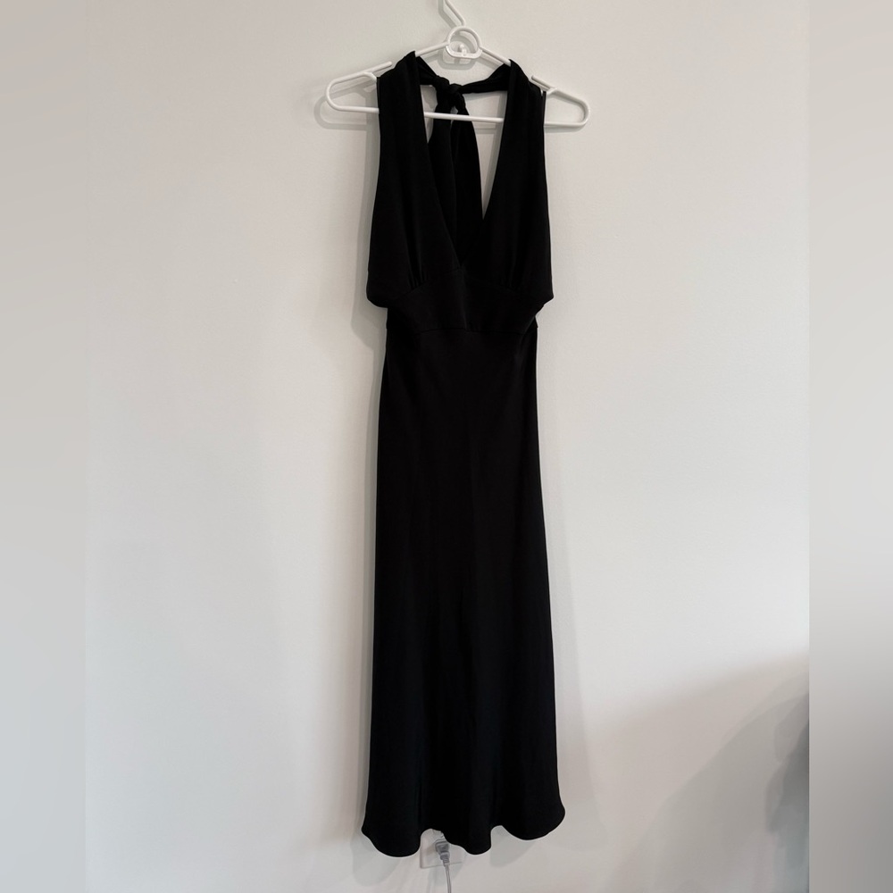 J. Crew Black Halter 100% silk Backless Dress - Picture 2 of 8